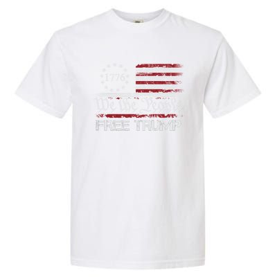 Free Trump Supporters Pro Trump American Flag Garment-Dyed Heavyweight T-Shirt