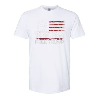 Free Trump Supporters Pro Trump American Flag Softstyle CVC T-Shirt