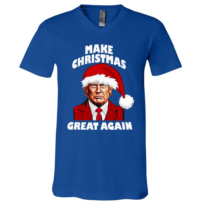 Funny Trump Santa Hat Make Christmas Great Again Gift V-Neck T-Shirt