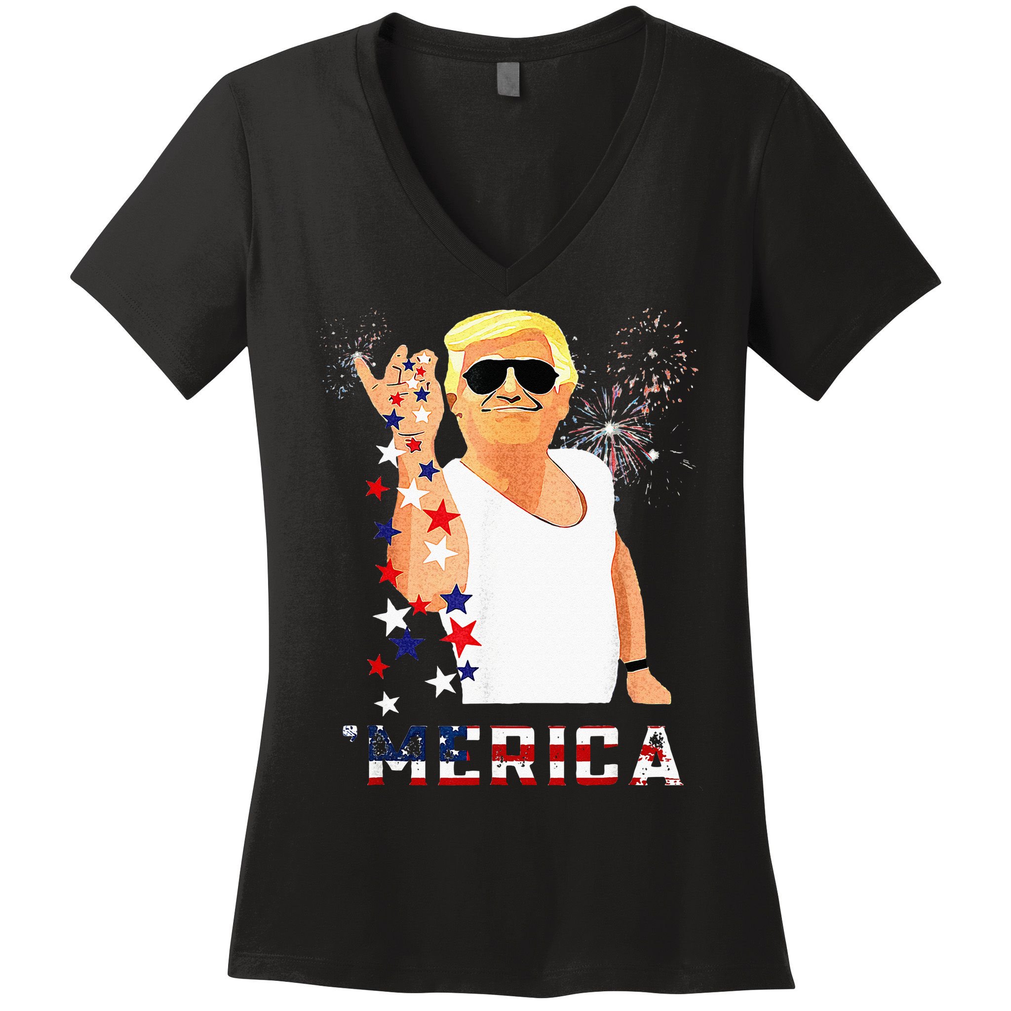 Funny Trump Salt Merica Freedom 4th Of July Gifts Women's V-Neck T-Shirt