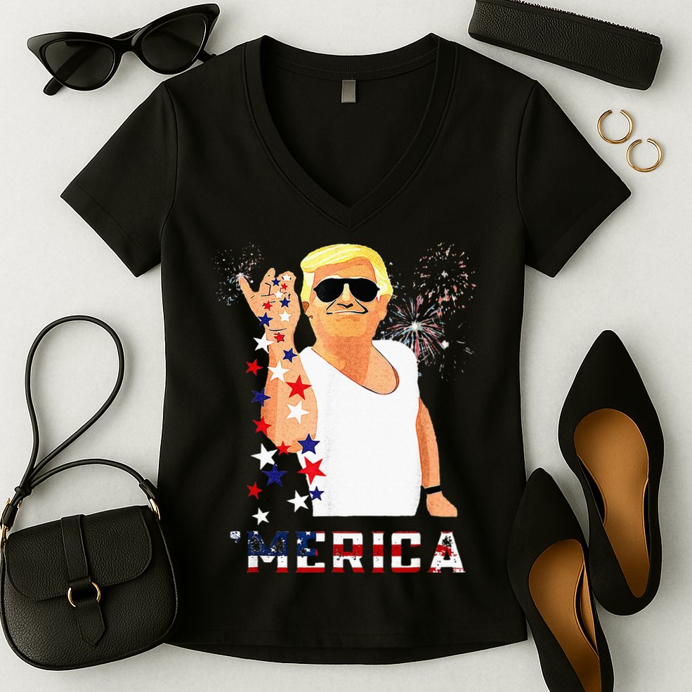 Funny Trump Salt Merica Freedom 4th Of July Gifts Women's V-Neck T-Shirt