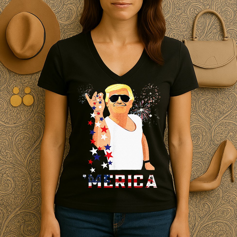 Funny Trump Salt Merica Freedom 4th Of July Gifts Women's V-Neck T-Shirt