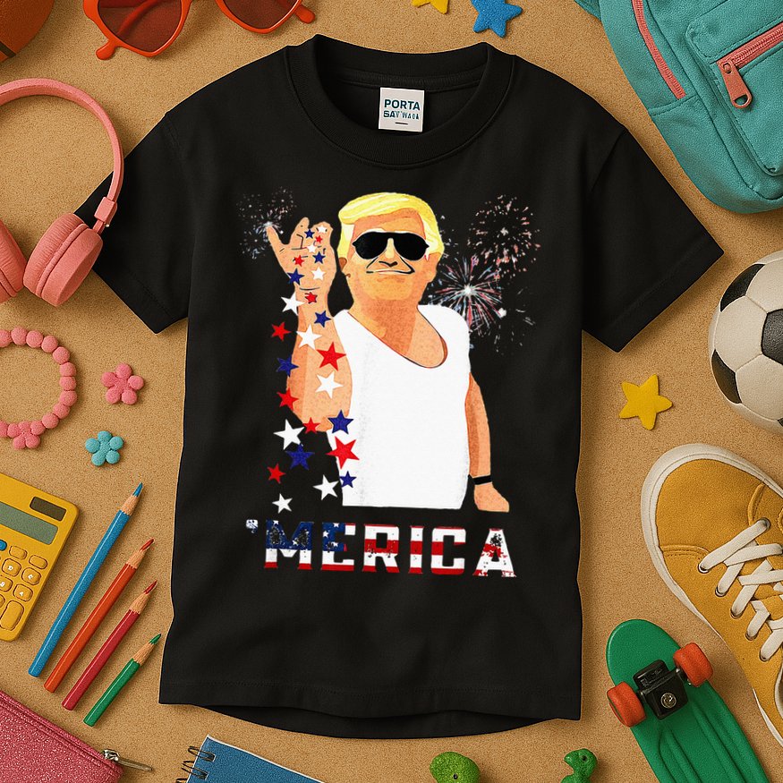 Funny Trump Salt Merica Freedom 4th Of July Gifts Kids T-Shirt