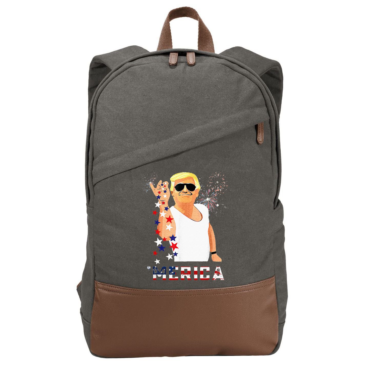 Funny Trump Salt Merica Freedom 4th Of July Gifts Cotton Canvas Backpack