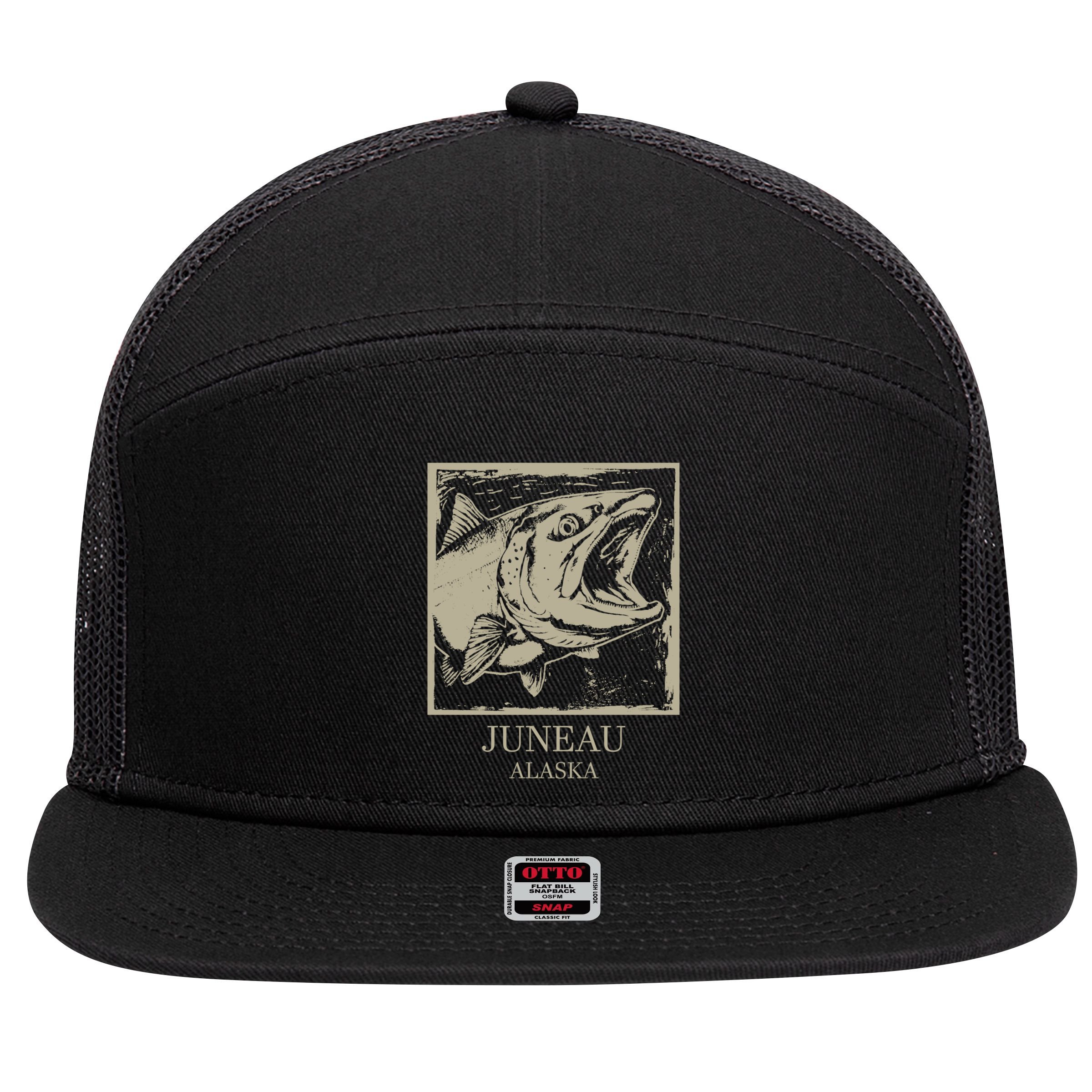 Fishing Town Souvenir Juneau Alaska Gift 7 Panel Mesh Trucker Snapback Hat