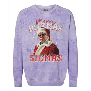 Funny Trump Santa Merry Sigmas Xmas Pajamas Colorblast Crewneck Sweatshirt