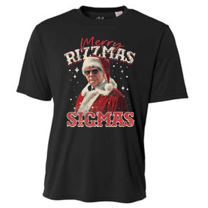 Funny Trump Santa Merry Sigmas Xmas Pajamas Cooling Performance Crew T-Shirt