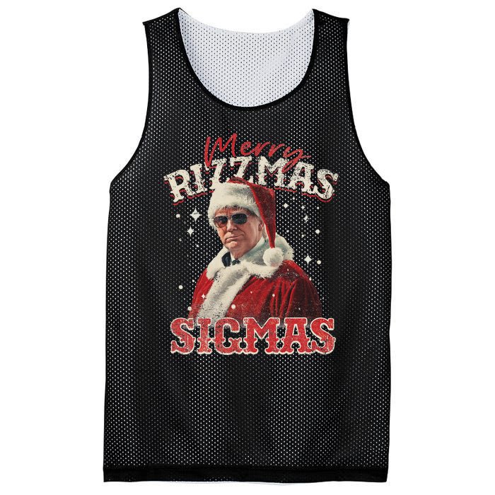 Funny Trump Santa Merry Sigmas Xmas Pajamas Mesh Reversible Basketball Jersey Tank