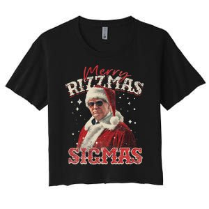 Funny Trump Santa Merry Sigmas Xmas Pajamas Women's Crop Top Tee