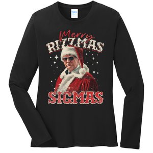 Funny Trump Santa Merry Sigmas Xmas Pajamas Ladies Long Sleeve Shirt