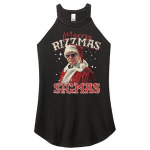 Funny Trump Santa Merry Sigmas Xmas Pajamas Women's Perfect Tri Rocker Tank