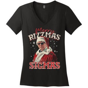 Funny Trump Santa Merry Sigmas Xmas Pajamas Women's V-Neck T-Shirt