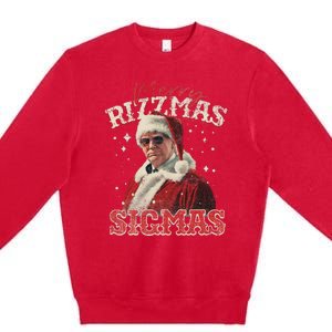 Funny Trump Santa Merry Sigmas Xmas Pajamas Premium Crewneck Sweatshirt