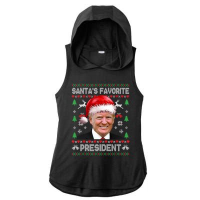 Funny Trump SantaS Favorite President Ugly Xmas Funny Gift Ladies PosiCharge Tri-Blend Wicking Draft Hoodie Tank