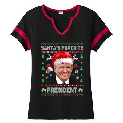 Funny Trump SantaS Favorite President Ugly Xmas Funny Gift Ladies Halftime Notch Neck Tee