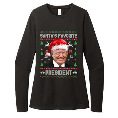 Funny Trump SantaS Favorite President Ugly Xmas Funny Gift Womens CVC Long Sleeve Shirt