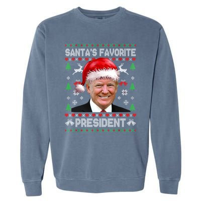 Funny Trump SantaS Favorite President Ugly Xmas Funny Gift Garment-Dyed Sweatshirt