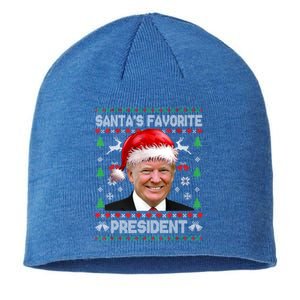 Funny Trump SantaS Favorite President Ugly Xmas Funny Gift Sustainable Beanie