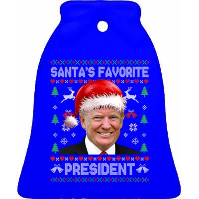 Funny Trump SantaS Favorite President Ugly Xmas Funny Gift Ceramic Bell Ornament