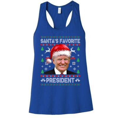 Funny Trump SantaS Favorite President Ugly Xmas Funny Gift Women's Racerback Tank