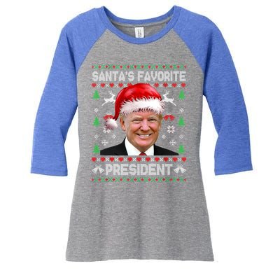 Funny Trump SantaS Favorite President Ugly Xmas Funny Gift Women's Tri-Blend 3/4-Sleeve Raglan Shirt