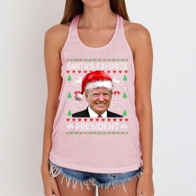 Funny Trump SantaS Favorite President Ugly Xmas Funny Gift Women's Knotted Racerback Tank