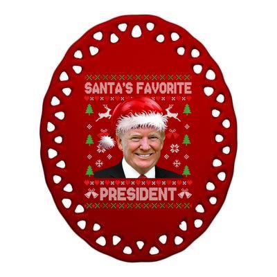 Funny Trump SantaS Favorite President Ugly Xmas Funny Gift Ceramic Oval Ornament