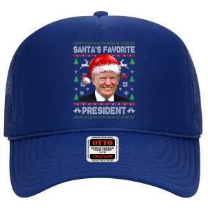 Funny Trump SantaS Favorite President Ugly Xmas Funny Gift High Crown Mesh Back Trucker Hat