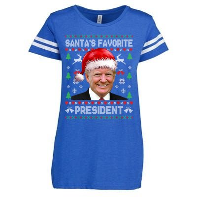 Funny Trump SantaS Favorite President Ugly Xmas Funny Gift Enza Ladies Jersey Football T-Shirt