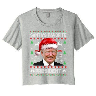 Funny Trump SantaS Favorite President Ugly Xmas Funny Gift Women's Crop Top Tee