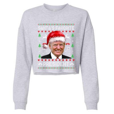 Funny Trump SantaS Favorite President Ugly Xmas Funny Gift Cropped Pullover Crew