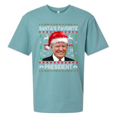 Funny Trump SantaS Favorite President Ugly Xmas Funny Gift Sueded Cloud Jersey T-Shirt