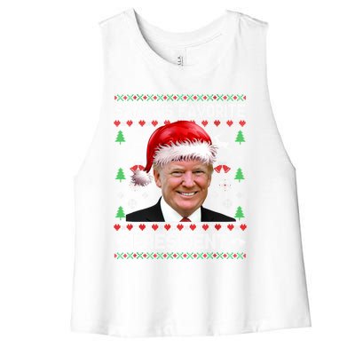 Funny Trump SantaS Favorite President Ugly Xmas Funny Gift Women's Racerback Cropped Tank