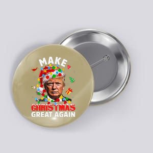 Funny Trump Santa Xmas Lights Make Christmas Great Again Button