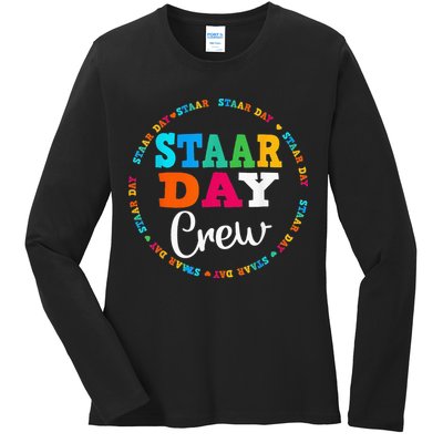 Funny Test STAAR Day Crew Mode On Teacher Testing Ideas Ladies Long Sleeve Shirt