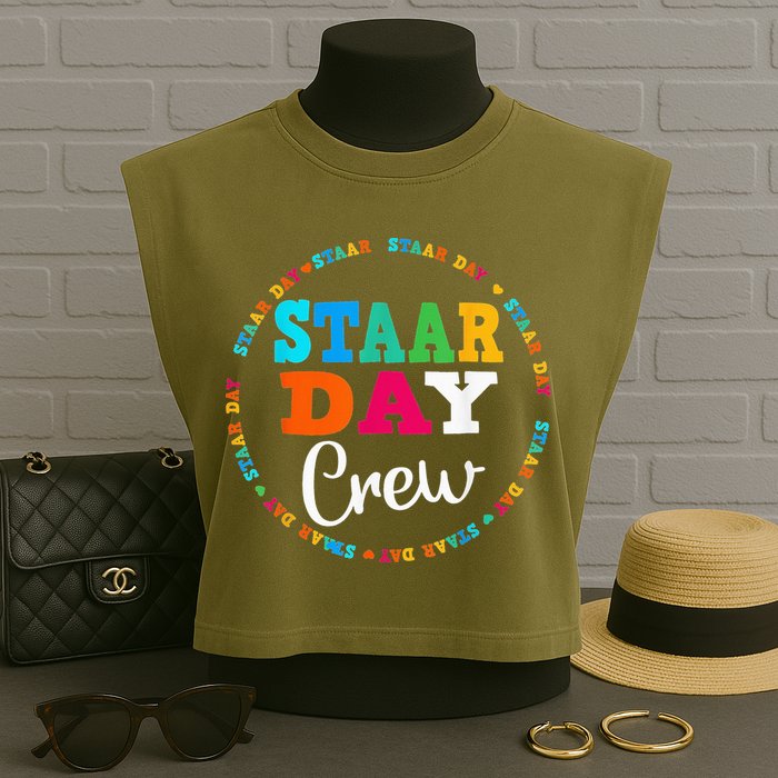 Funny Test STAAR Day Crew Mode On Teacher Testing Ideas Garment-Dyed Women's Muscle Tee