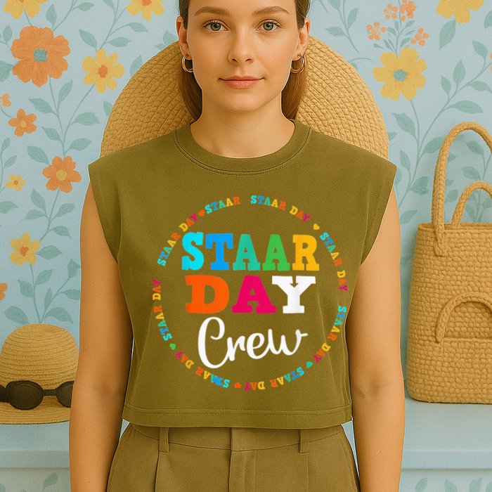 Funny Test STAAR Day Crew Mode On Teacher Testing Ideas Garment-Dyed Women's Muscle Tee