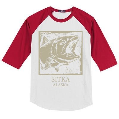 Fishing Town Souvenir Sitka Alaska Gift Kids Colorblock Raglan Jersey