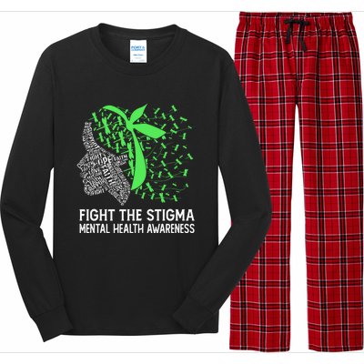 Fight The Stigma Tal Health Awareness Gift Long Sleeve Pajama Set