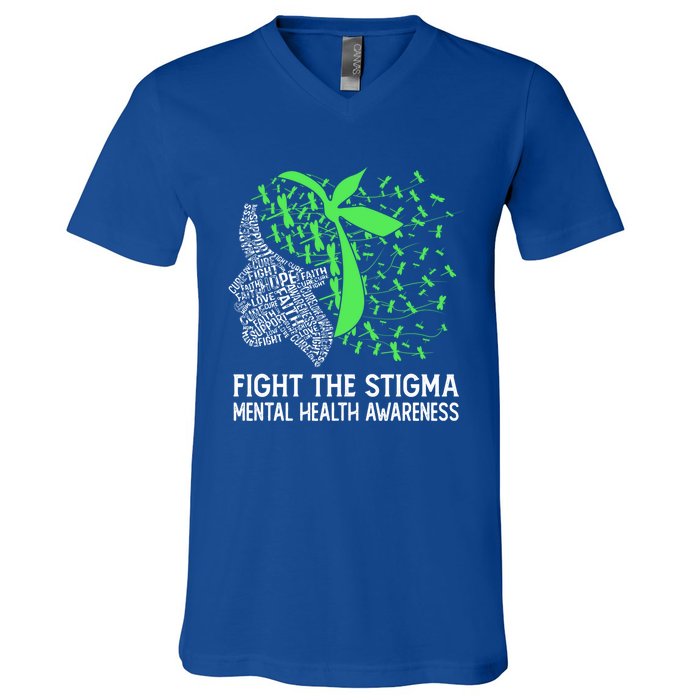 Fight The Stigma Tal Health Awareness Gift V-Neck T-Shirt