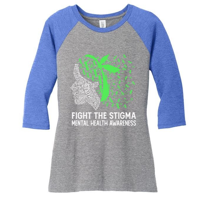 Fight The Stigma Tal Health Awareness Gift Women's Tri-Blend 3/4-Sleeve Raglan Shirt