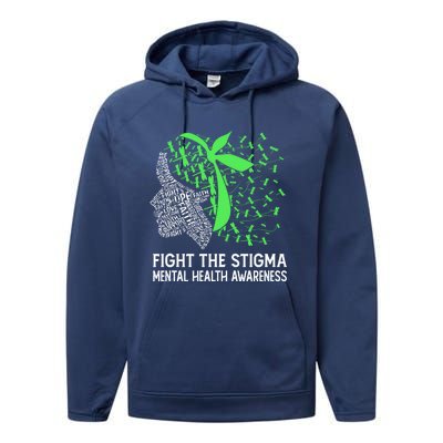 Fight The Stigma Tal Health Awareness Gift Performance Fleece Hoodie