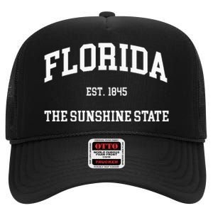 Florida The Sunshine State High Crown Mesh Back Trucker Hat