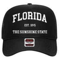 Florida The Sunshine State High Crown Mesh Back Trucker Hat