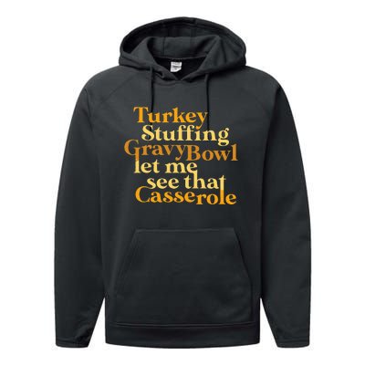 Funny Turkey Stuffing Gravy Bowl Thanksgiving Lover Performance Fleece Hoodie