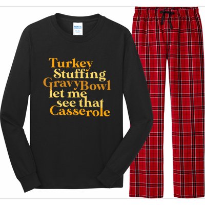 Funny Turkey Stuffing Gravy Bowl Thanksgiving Lover Long Sleeve Pajama Set