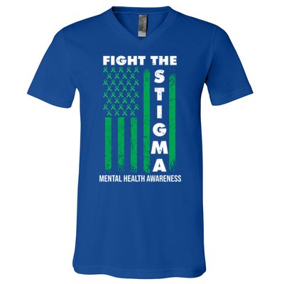 Fight The Stigma Tal Health Awareness Funny Gift V-Neck T-Shirt