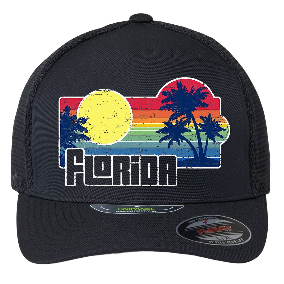 Florida The Sunshine State Florida Vacation Flexfit Unipanel Trucker Cap