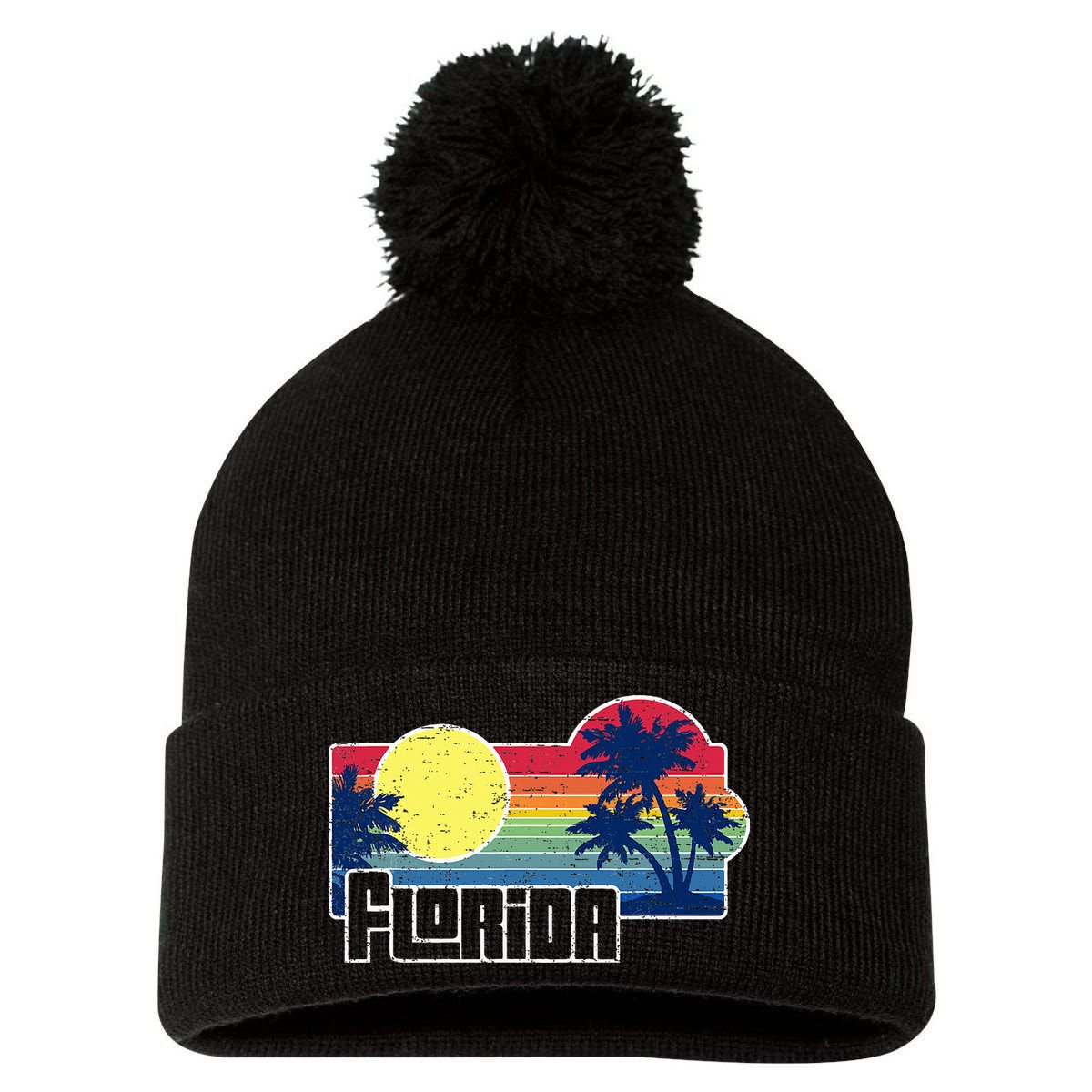 Florida The Sunshine State Florida Vacation Pom Pom 12in Knit Beanie