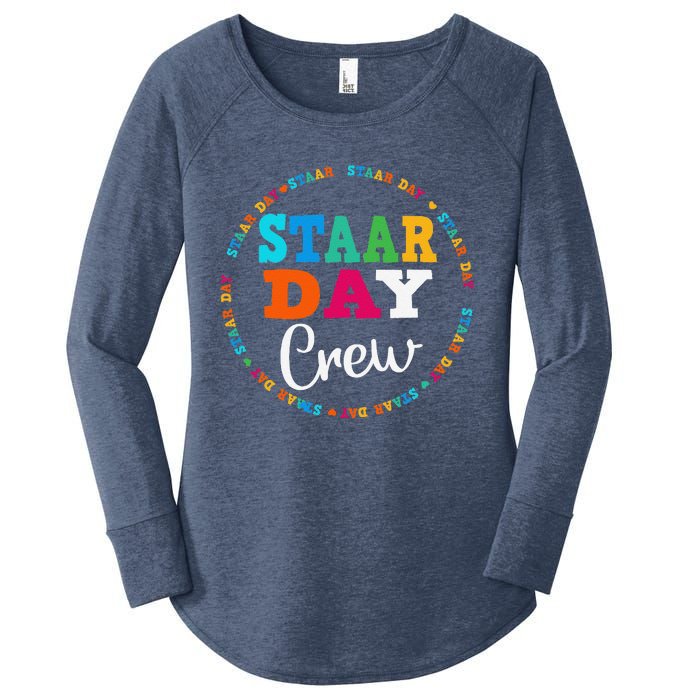 Funny Test Staar Day Crew Mode On Teacher Testing Ideas Women's Perfect Tri Tunic Long Sleeve Shirt